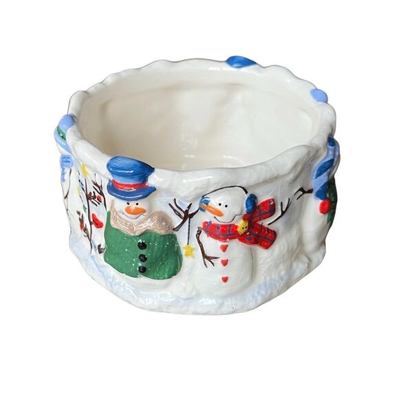 St. Nicholas Square - button up - Snowman dip or cheese ball serving dish bowl - Picture 1 of 7